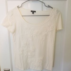 Talbots Off White T-Shirt With Flowers